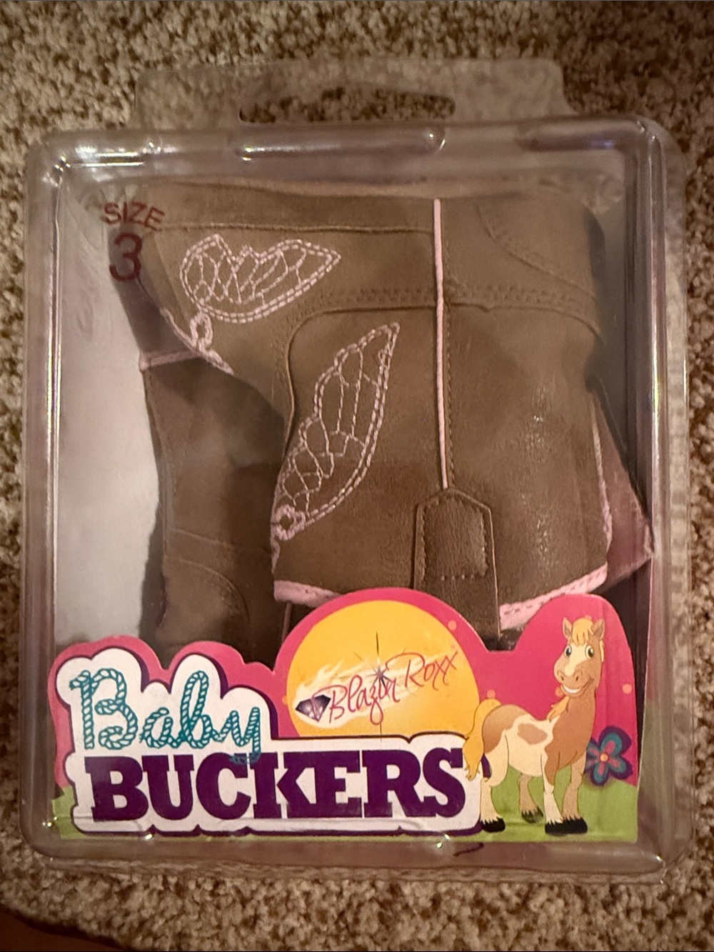 Blazin Roxx Brown and Pink Baby Buckers Cowboy Boots